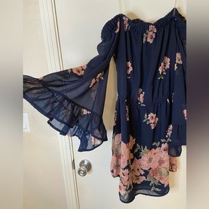 Floral Pattern Off the Shoulder Dress